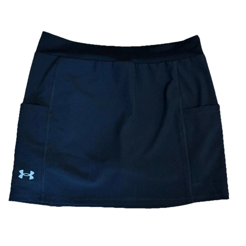 New Under Armour Girl’s Black Athletic Skort Large UPF 50+ Pockets Stretch